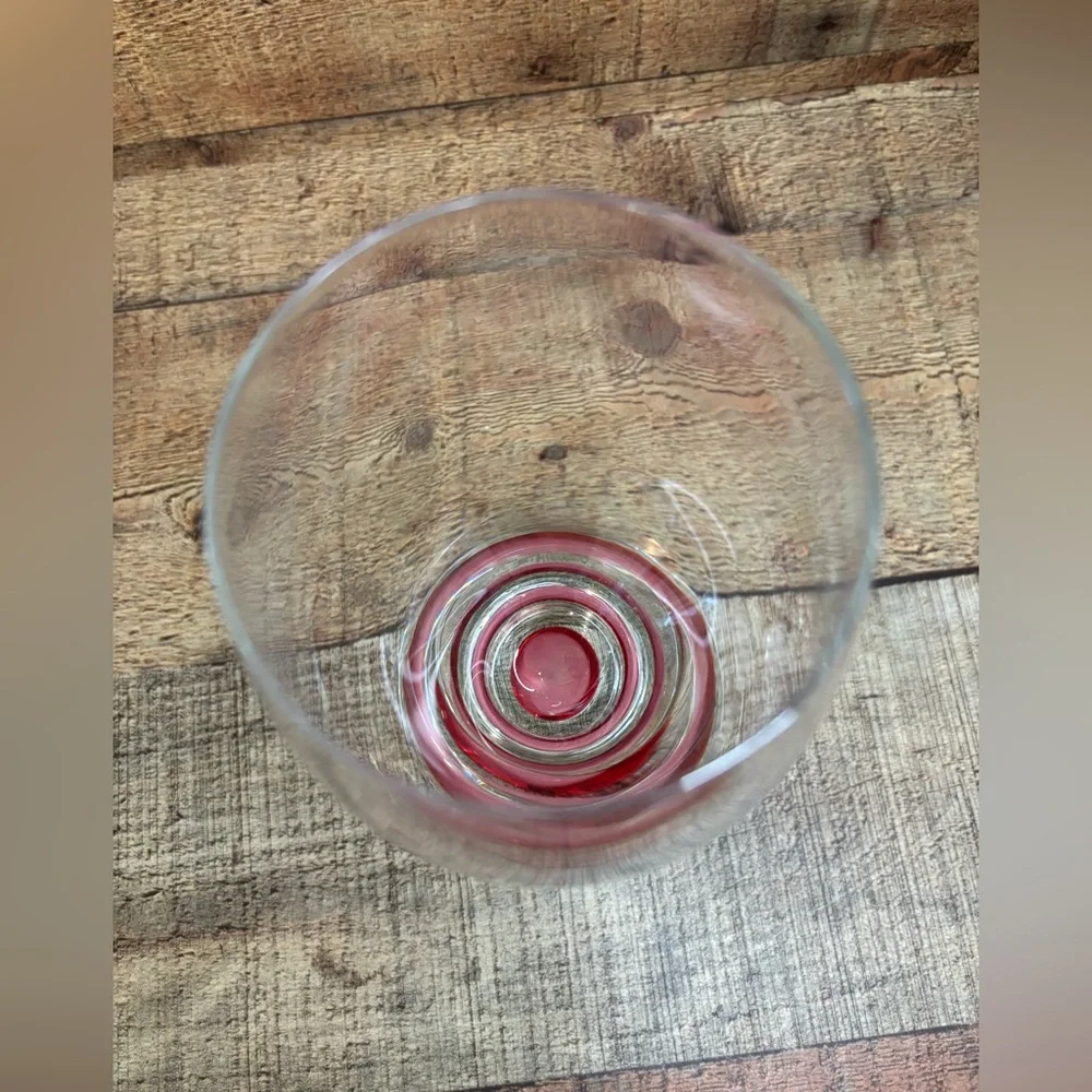 Wine/Beer Glasses Set Of 2 Calypso Colony Red Color Bottom Czech Republic Heavy